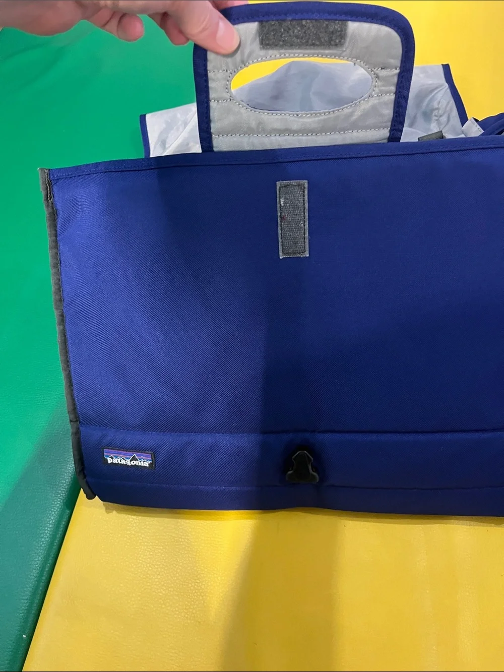 Patagonia Navy Messenger Bag with Red Accent - computer laptop